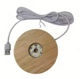 Base de madera con luz LED
